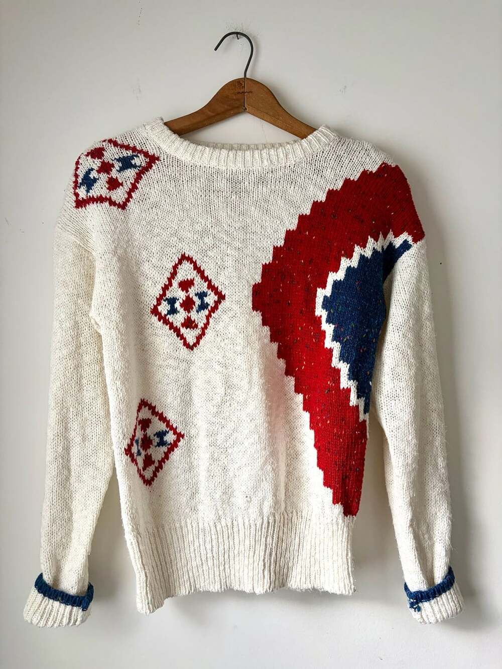 Vintage 1980s Knit Pullover Retro Sweater - Womens Small to Medium